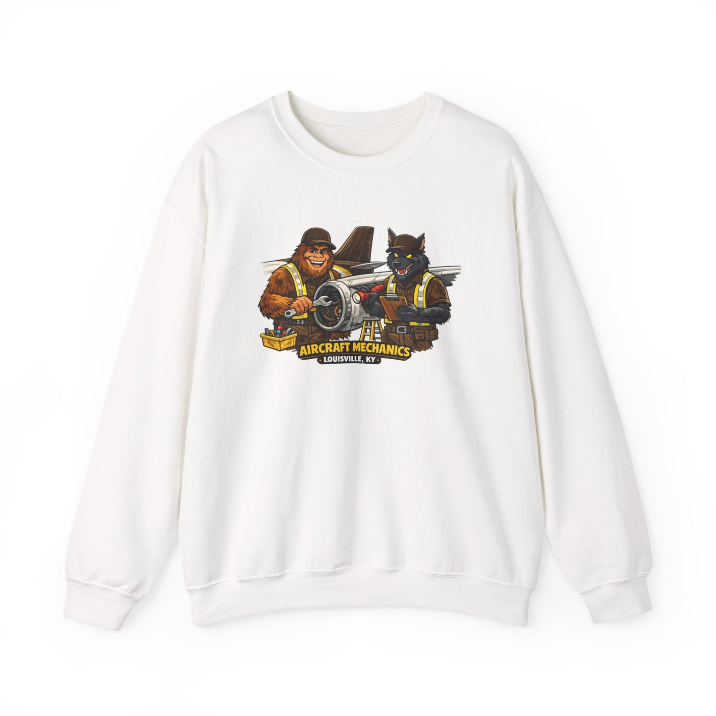 Aircraft Mechanics Crewneck Sweatshirt — Vintage Plane Techs Graphic
