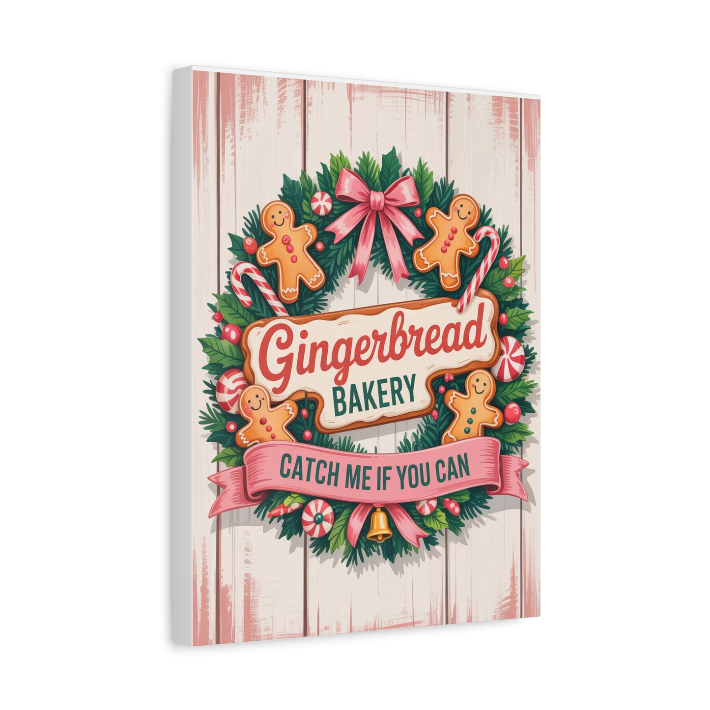 Gingerbread Bakery Holiday Canvas - "Catch Me If You Can" Christmas Wall Art