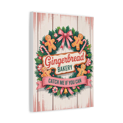 Gingerbread Bakery Holiday Canvas - "Catch Me If You Can" Christmas Wall Art