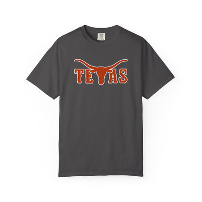 Texas Longhorns Graphic T-Shirt — Burnt Orange "TEXAS" with Longhorn Logo