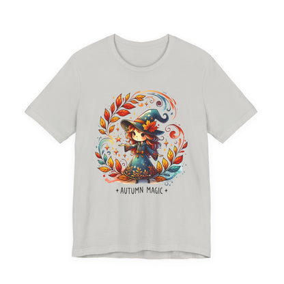 Autumn Magic Witch Tee, Fall Apparel, Halloween Shirt, Unisex Casual Tee, Seasonal Clothing, Gift for Witches
