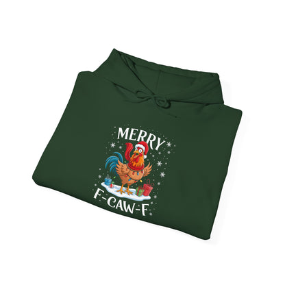 Rooster 'Merry F‑Caw‑F' Christmas Hoodie
