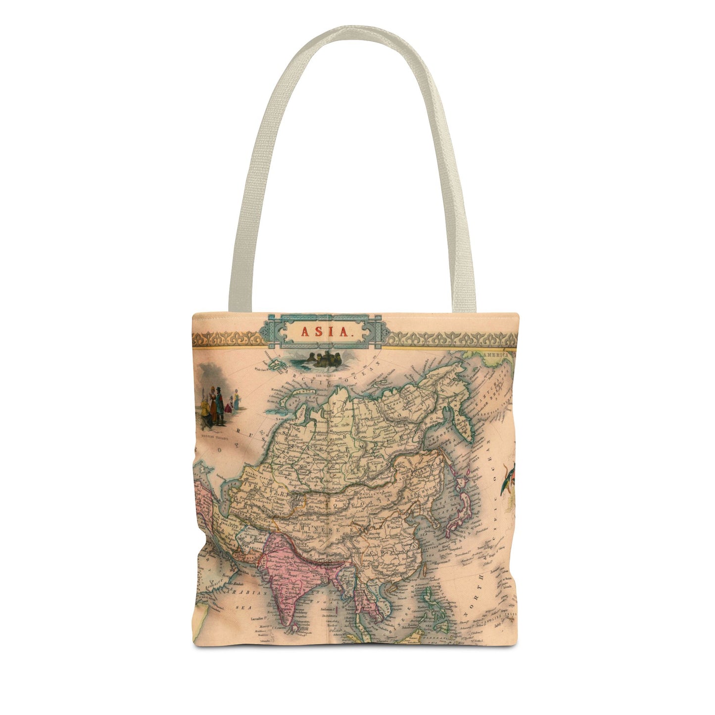 Vintage Map of Asia Tote Bag 3 Sizes