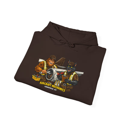Aviation Mechanics Hoodie — Vintage Airplane Crew Pullover (Aircraft Mechanics, Engine Repair)