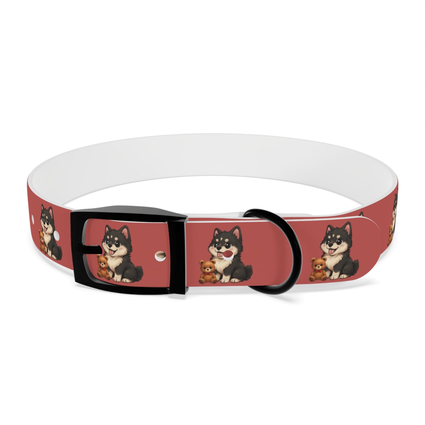 Red  Husky Pattern Dog Collar — Cute Puppy Print Collar for Small & Medium Dogs