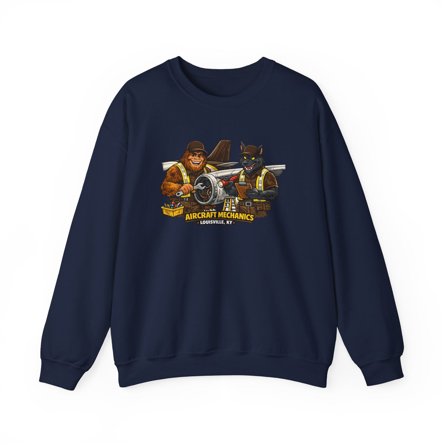 Aircraft Mechanics Crewneck Sweatshirt — Vintage Plane Techs Graphic