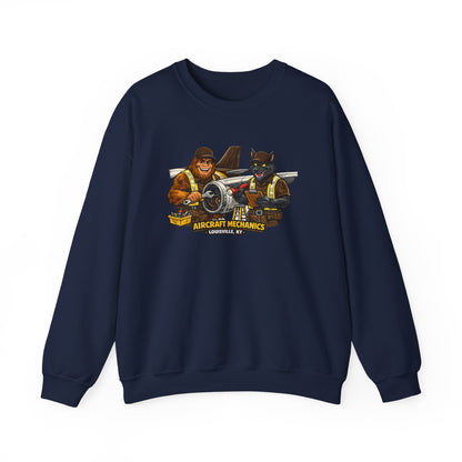 Aircraft Mechanics Crewneck Sweatshirt — Vintage Plane Techs Graphic
