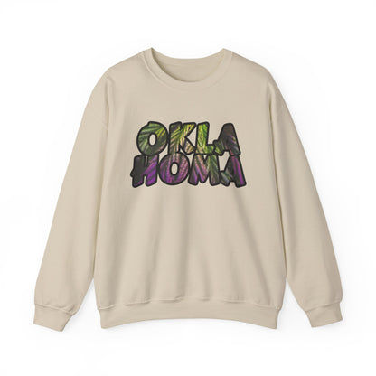 Oklahoma Cannabis Leaves Vibes Crewneck Sweatshirt, Comfortable Unisex Sweatshirt, Casual Style, Perfect for Fall, Great Gift Idea