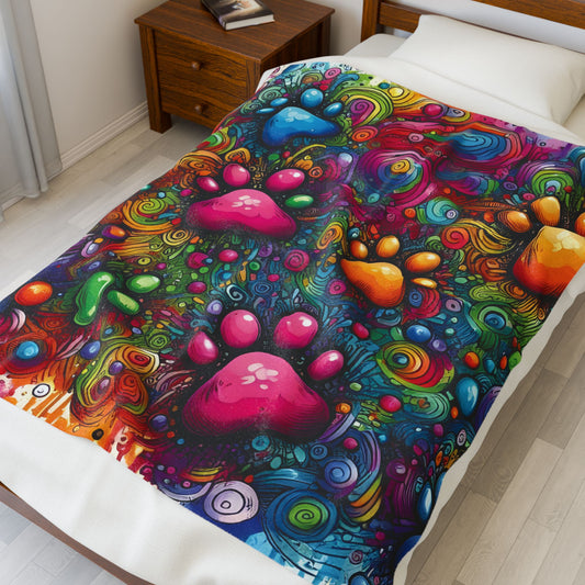 Colorful Pet Paw Print Velveteen Plush Blanket, Cozy Throw for Animal Lovers, Perfect Gift for Pet Owners, Home Decor, Unique [...]