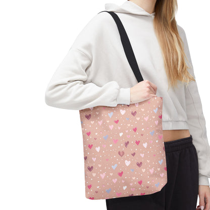 Pink Blush Heart Pattern Tote Bag