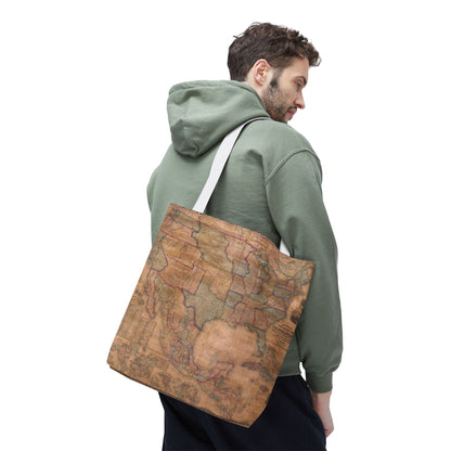 Vintage United States Map Tote Bag  Distressed Antique World Map All-Over Print Tote