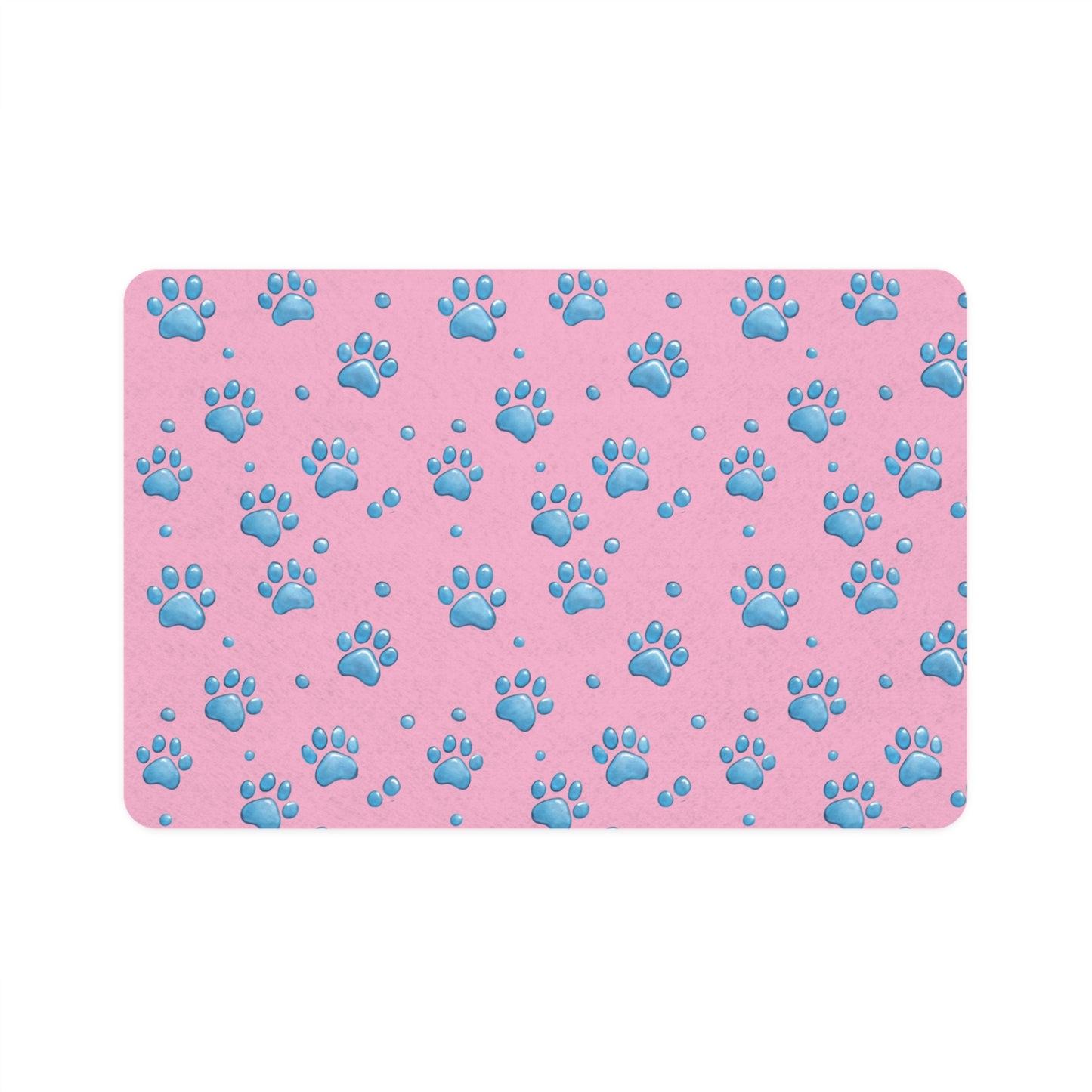 Pink Paw Print Pet Food Mat (12x18) — Non-Slip Feeding Placemat for Dogs & Cats