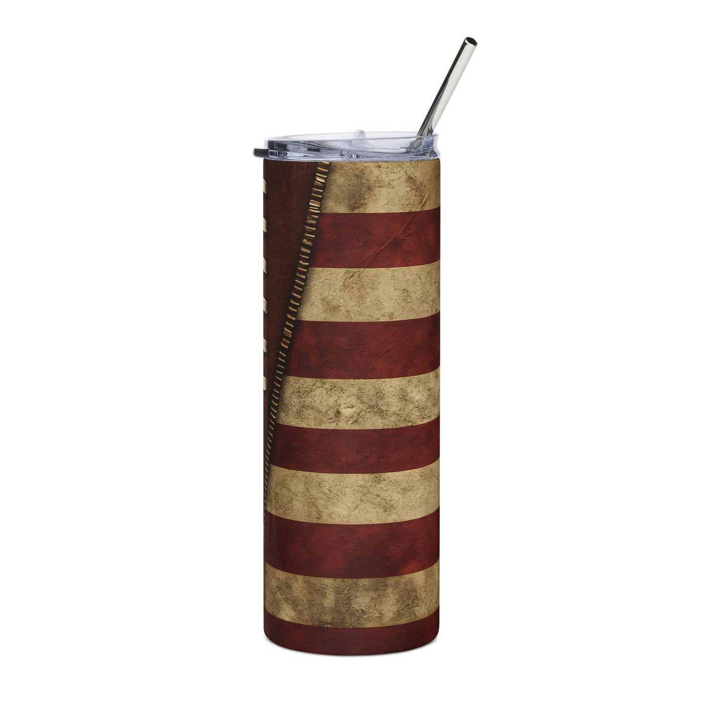 American Flag Football 20oz Steel Tumbler with Lid and Straw