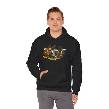 Aviation Mechanics Hoodie — Vintage Airplane Crew Pullover (Aircraft Mechanics, Engine Repair)