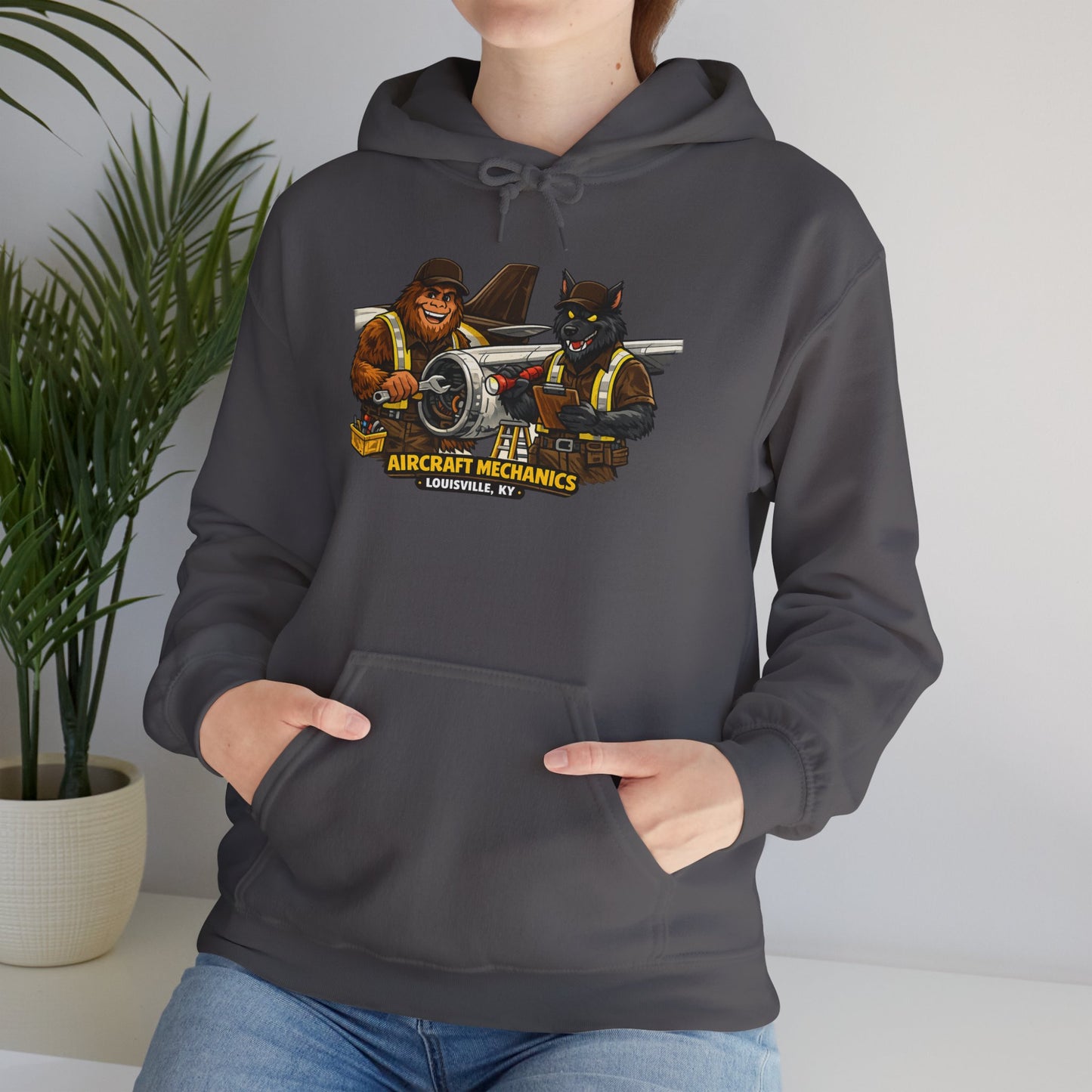 Aviation Mechanics Hoodie — Vintage Airplane Crew Pullover (Aircraft Mechanics, Engine Repair)