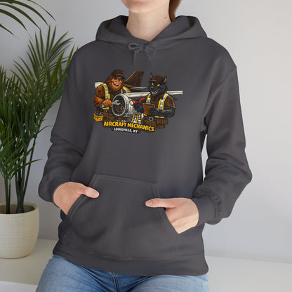 Aviation Mechanics Hoodie — Vintage Airplane Crew Pullover (Aircraft Mechanics, Engine Repair)