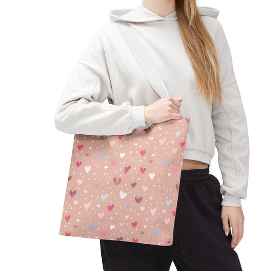 Pink Blush Heart Pattern Tote Bag