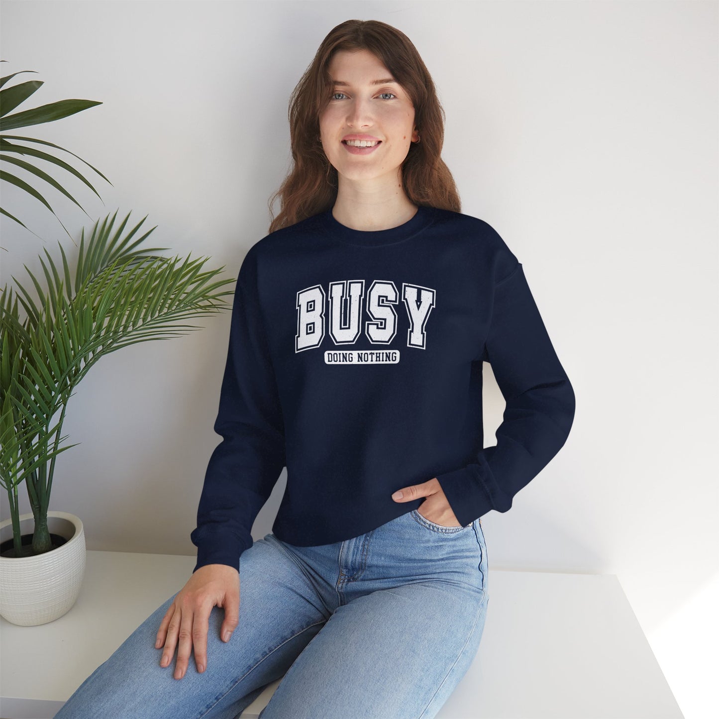 Busy Doing Nothing Cozy Crewneck Sweatshirt
