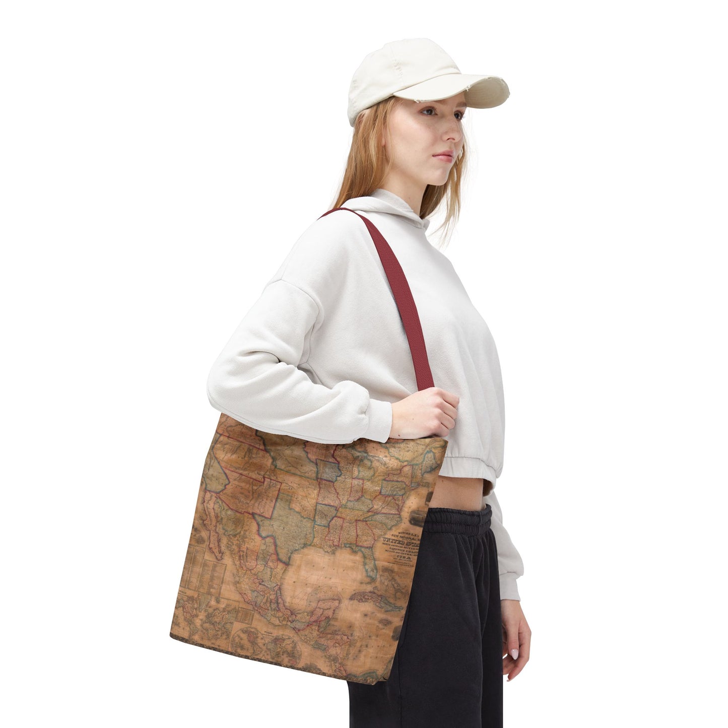Vintage United States Map Tote Bag  Distressed Antique World Map All-Over Print Tote