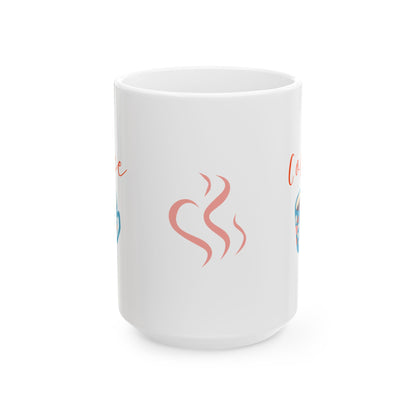 Coffee Mug — Cute Pastel Coffee Cup Design, 'Coffee' Script Ceramic Mug (11oz & 15oz)