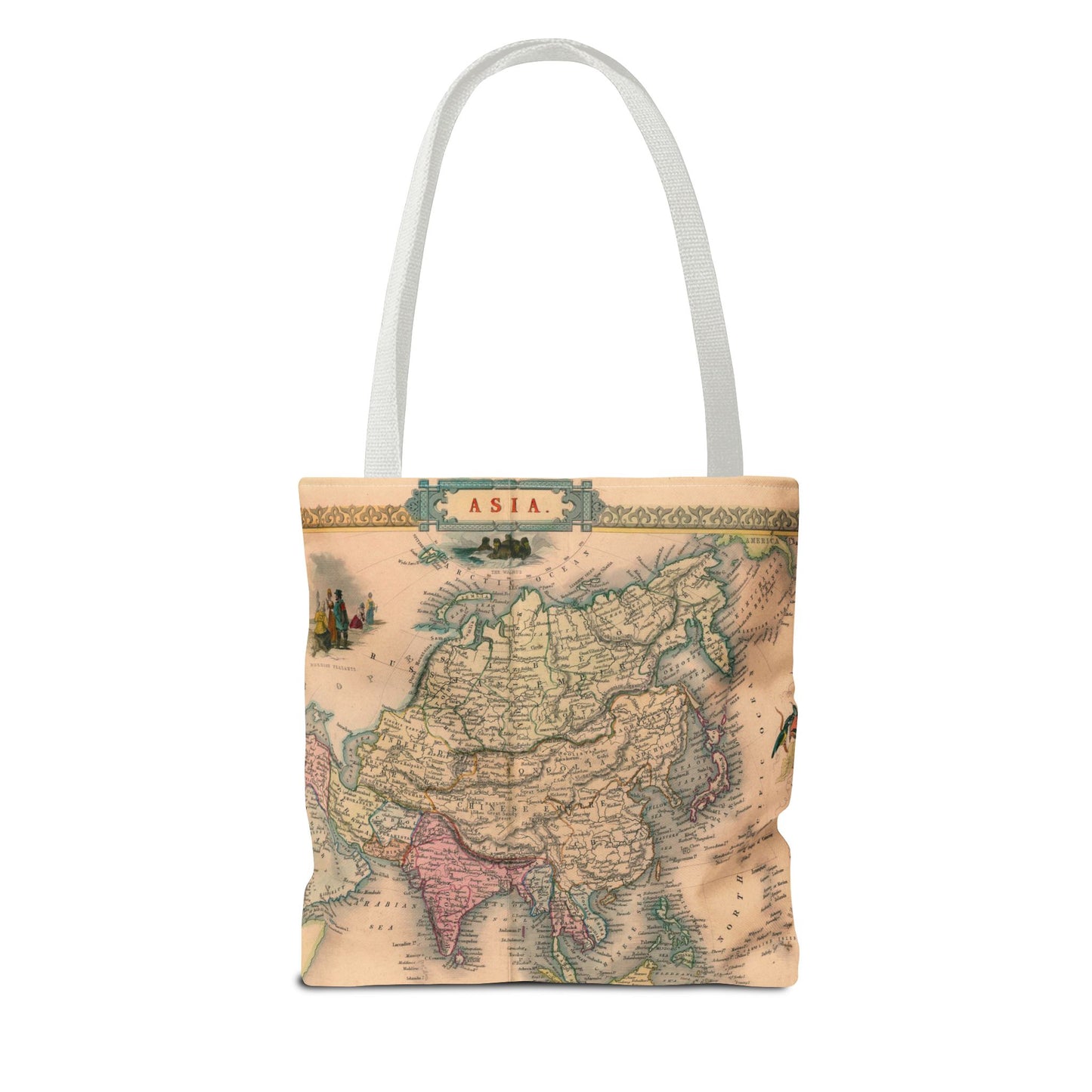 Vintage Map of Asia Tote Bag 3 Sizes