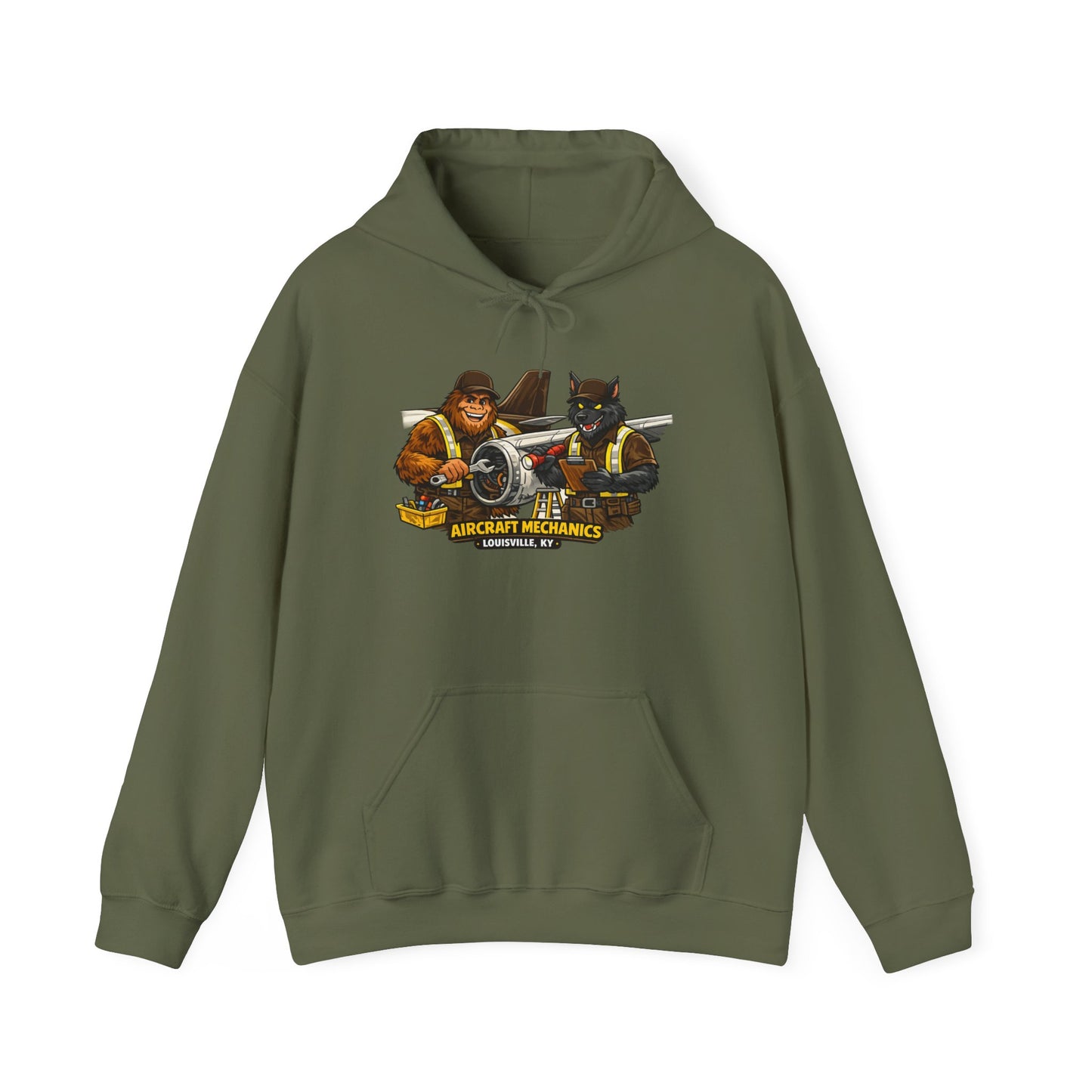 Aviation Mechanics Hoodie — Vintage Airplane Crew Pullover (Aircraft Mechanics, Engine Repair)
