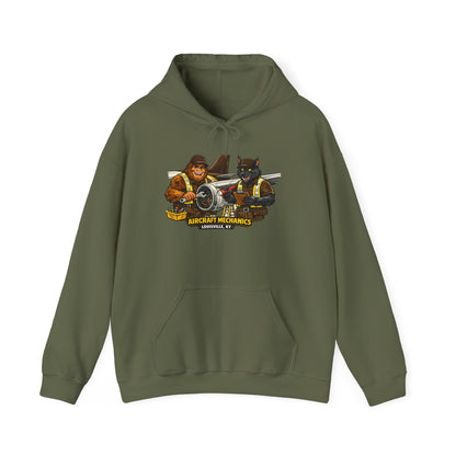 Aviation Mechanics Hoodie — Vintage Airplane Crew Pullover (Aircraft Mechanics, Engine Repair)