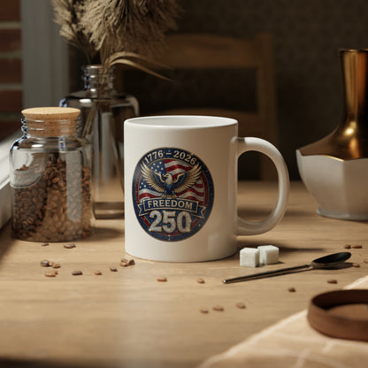 Freedom 250 Years Sparkle Emblem 20oz Jumbo White Mug