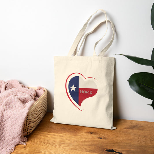 Texas Home Heart Canvas Tote Bag Beach Days, Travel, and Everyday Use