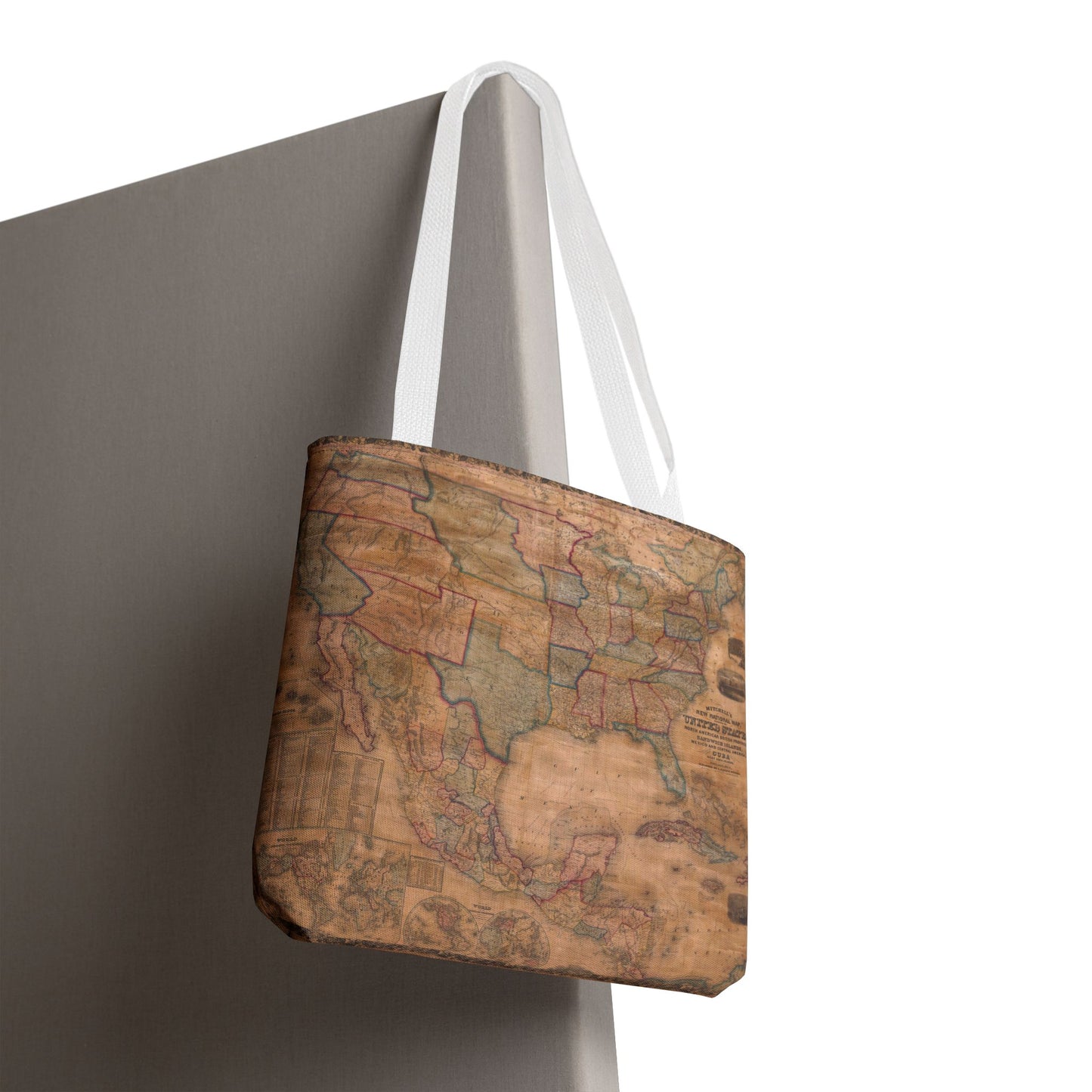 Vintage United States Map Tote Bag  Distressed Antique World Map All-Over Print Tote