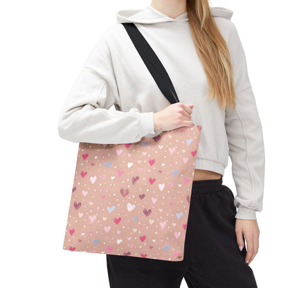 Pink Blush Heart Pattern Tote Bag