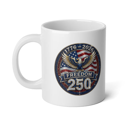 Freedom 250 Years Sparkle Emblem 20oz Jumbo White Mug
