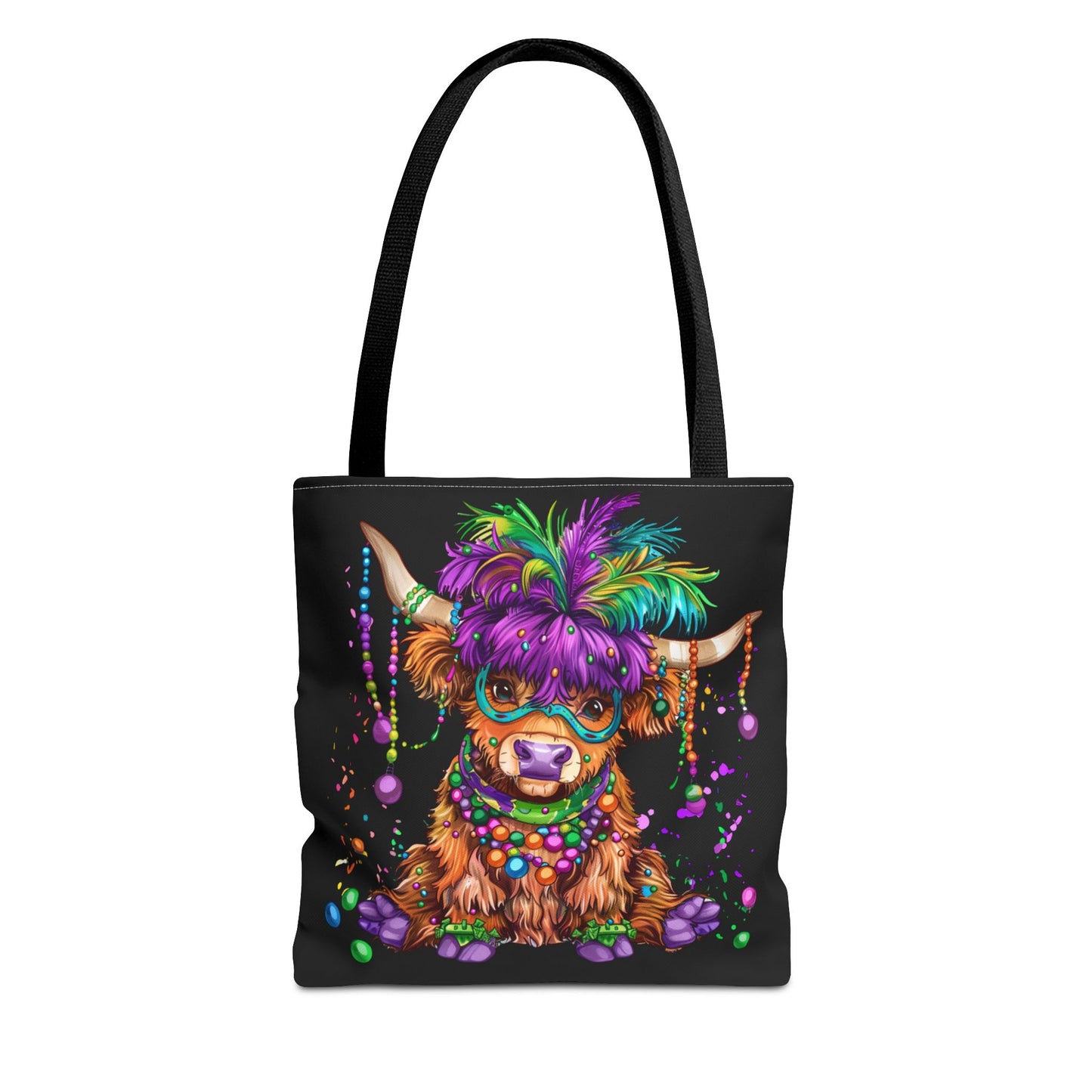 Mardi Gras Highland Cow Tote