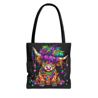 Mardi Gras Highland Cow Tote
