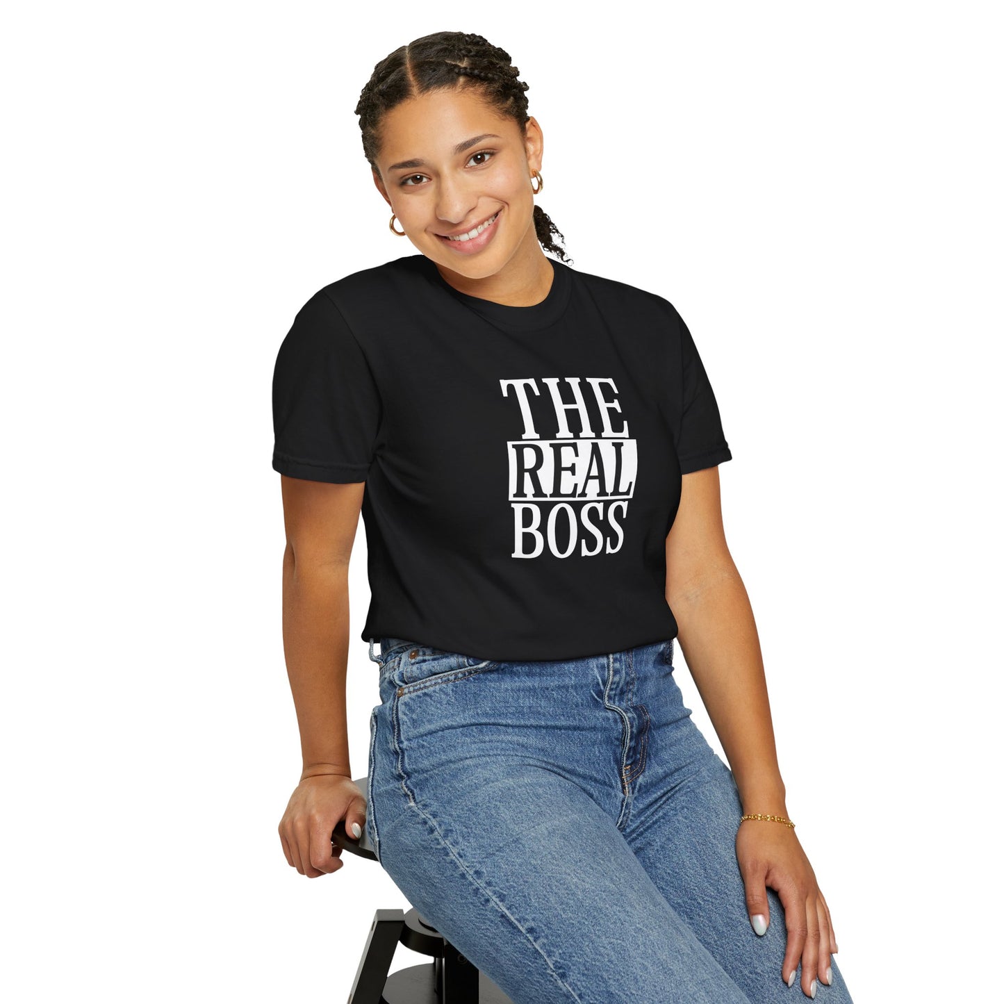 THE REAL BOSS Graphic T-Shirt — Minimalist Tee with Bold Text
