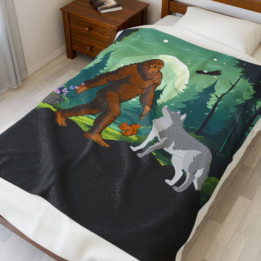Bigfoot Adventure Velveteen Plush Blanket