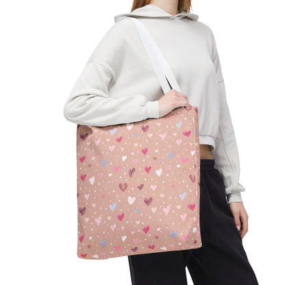 Pink Blush Heart Pattern Tote Bag