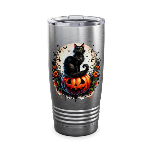 Halloween Black Cat 20oz Tumbler Trick or Treating, Spooky Season, Gift for Cat Lovers, Travel Mug