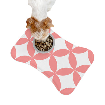 Modern Pink Geometric Pet Feeding Mat — Non-Slip Dog & Cat Placemat