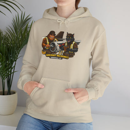 Aviation Mechanics Hoodie — Vintage Airplane Crew Pullover (Aircraft Mechanics, Engine Repair)