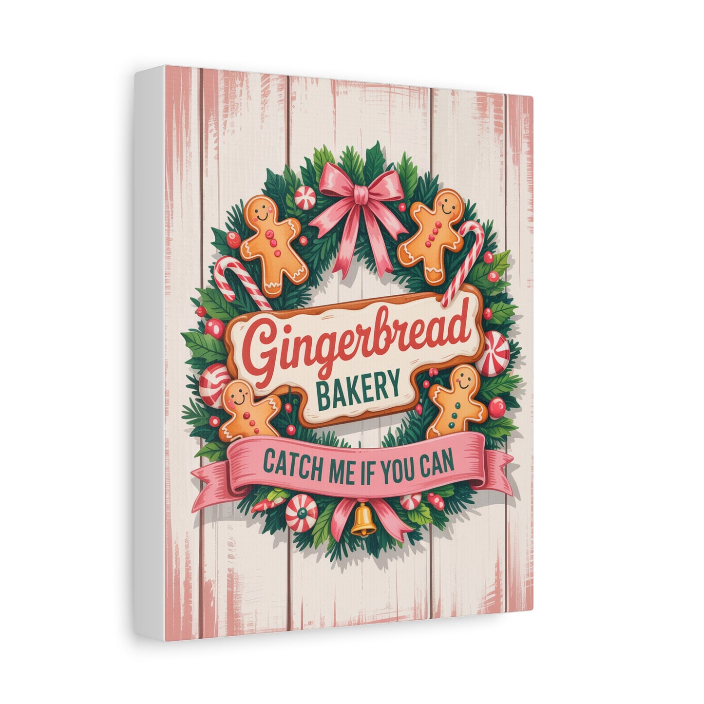 Gingerbread Bakery Holiday Canvas - "Catch Me If You Can" Christmas Wall Art
