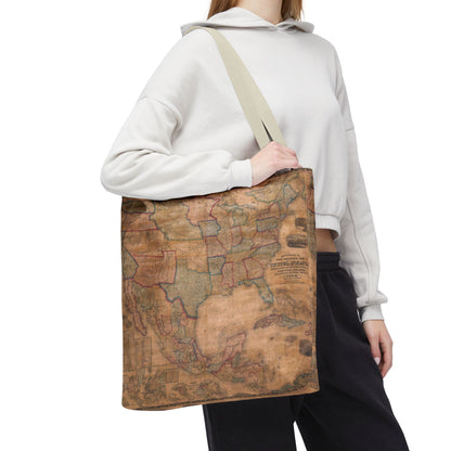 Vintage United States Map Tote Bag  Distressed Antique World Map All-Over Print Tote