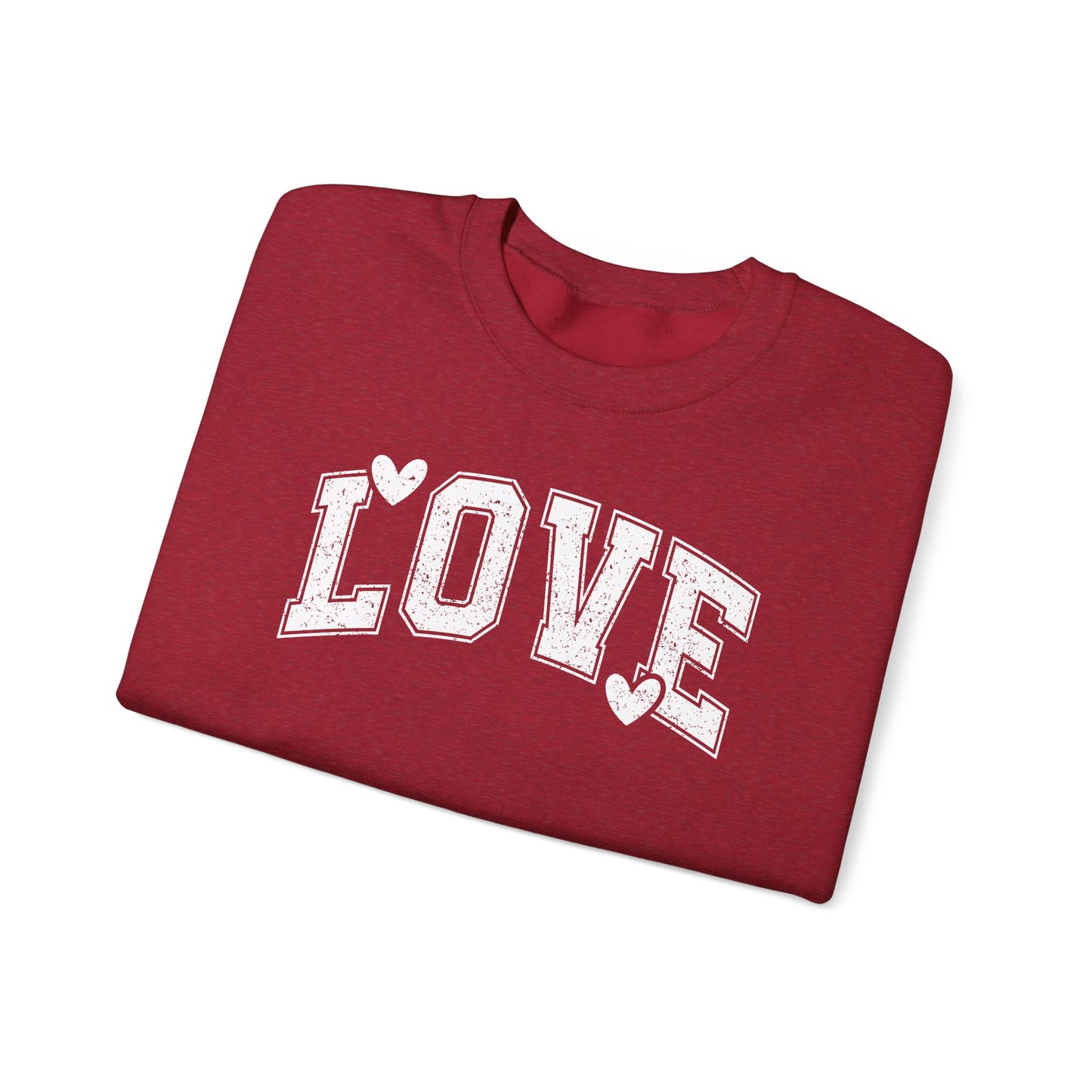 Love Heart Crewneck Sweatshirt Cozy Valentine Everyday Romance Pullover