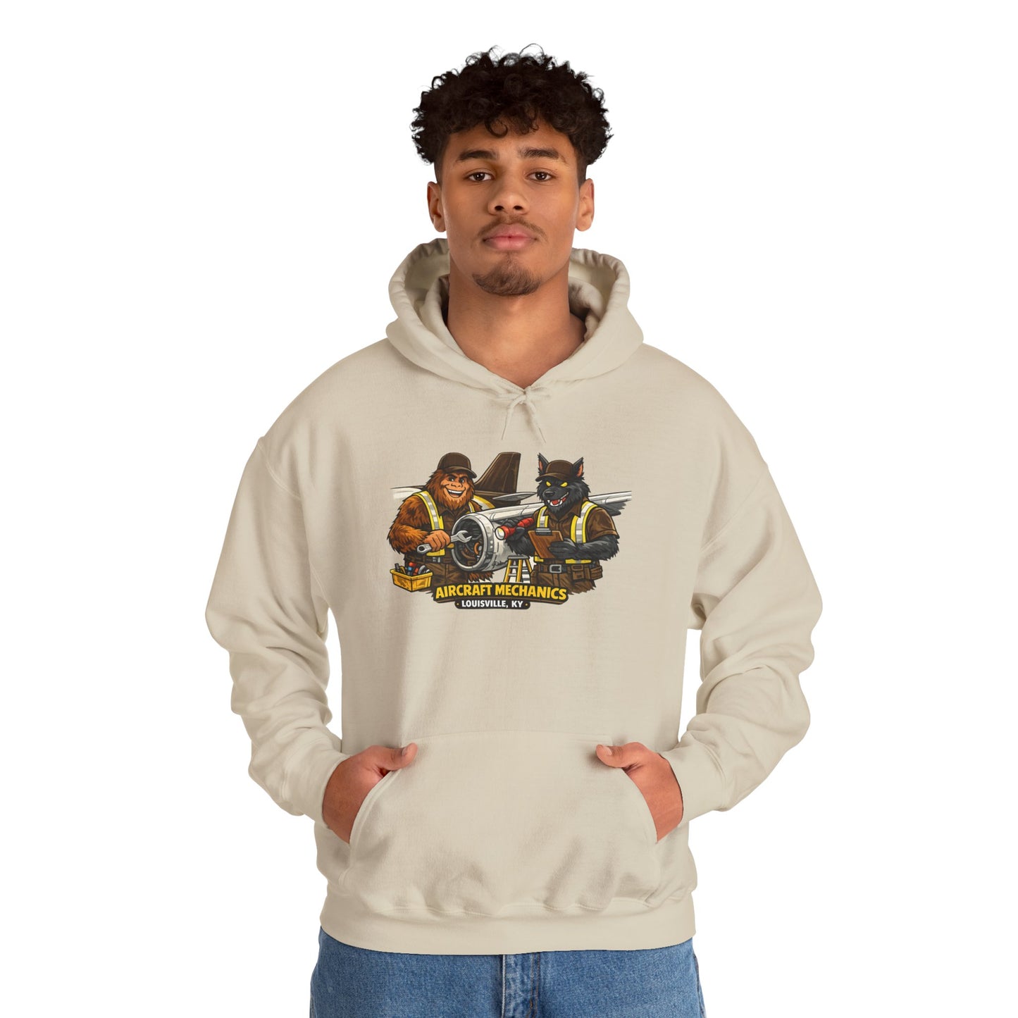 Aviation Mechanics Hoodie — Vintage Airplane Crew Pullover (Aircraft Mechanics, Engine Repair)