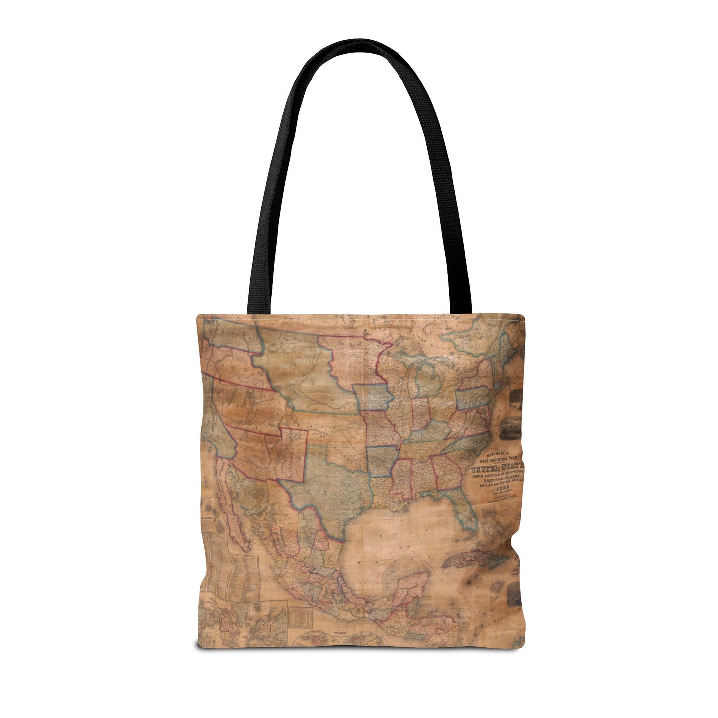 Vintage United States Map Tote Bag  Distressed Antique World Map All-Over Print Tote