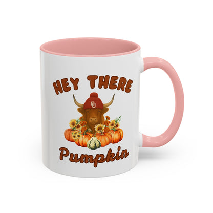 Highland Cow Sooner Fan Mug 11oz and 15oz Hey There Pumpkin Coffee Mug, Fall Gifts, Autumn Decor, Cute Pumpkin Mug, Seasonal Coffee Cups, Thanksgiving Mugs