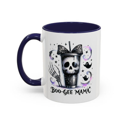 Boo-Gee Mama Spooky Halloween Coffee Mug, Boo-Gee Mama Drinkware, Cute Skeleton Mug, Witchy Gift for Moms, Unique Coffee Cup