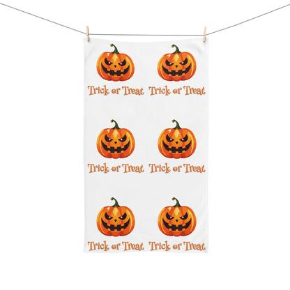 Halloween Pumpkin Trick or Treat Hand Towel, Trick or Treat Decor, Spooky Kitchen Towel, Fall Home Accessory, Holiday Gift Idea