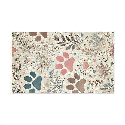 Cute Floral Paw Print Hand Towel, Pet Lover Gift, Dog Mom Decor, Kitchen Towel, Animal Themed Home Textile