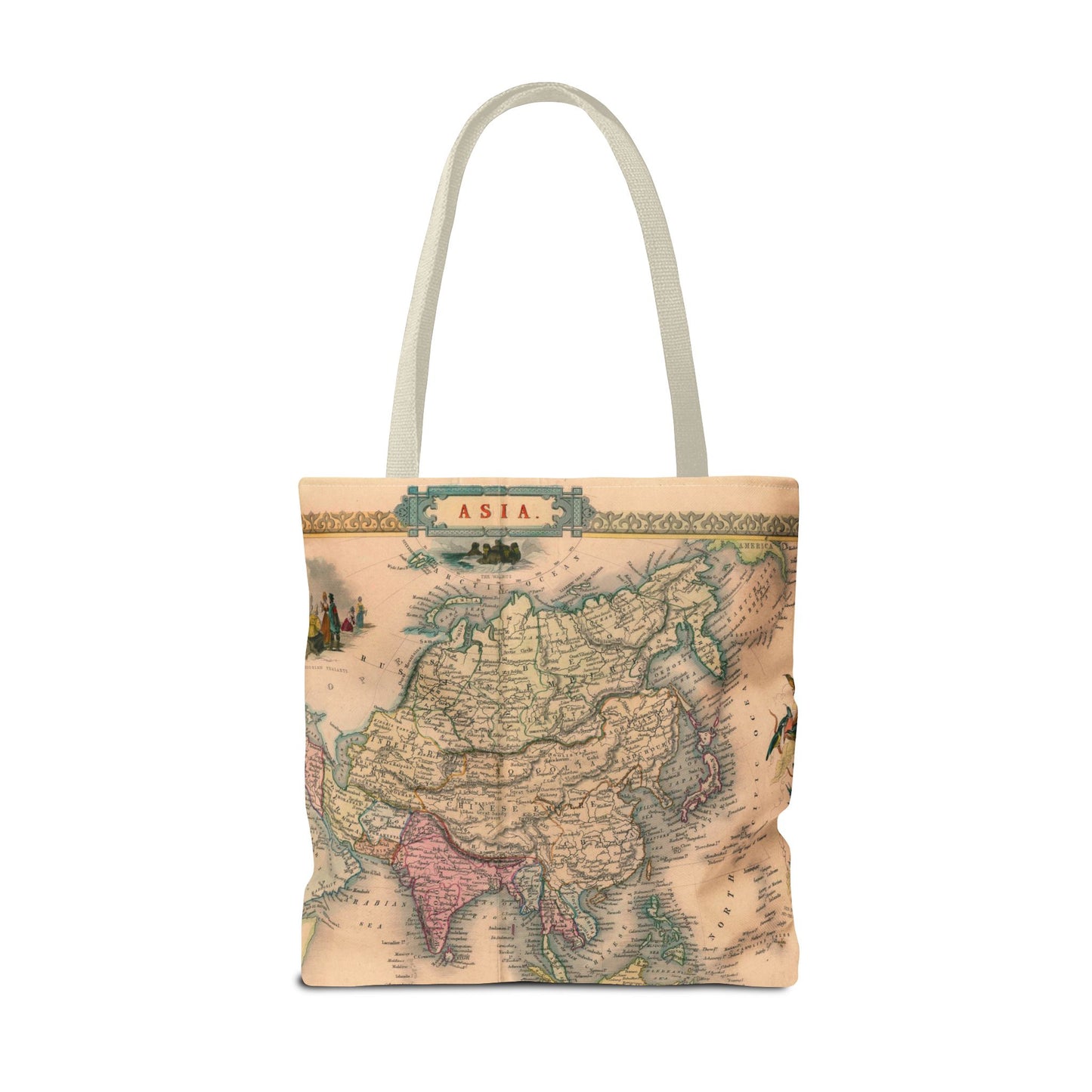 Vintage Map of Asia Tote Bag 3 Sizes